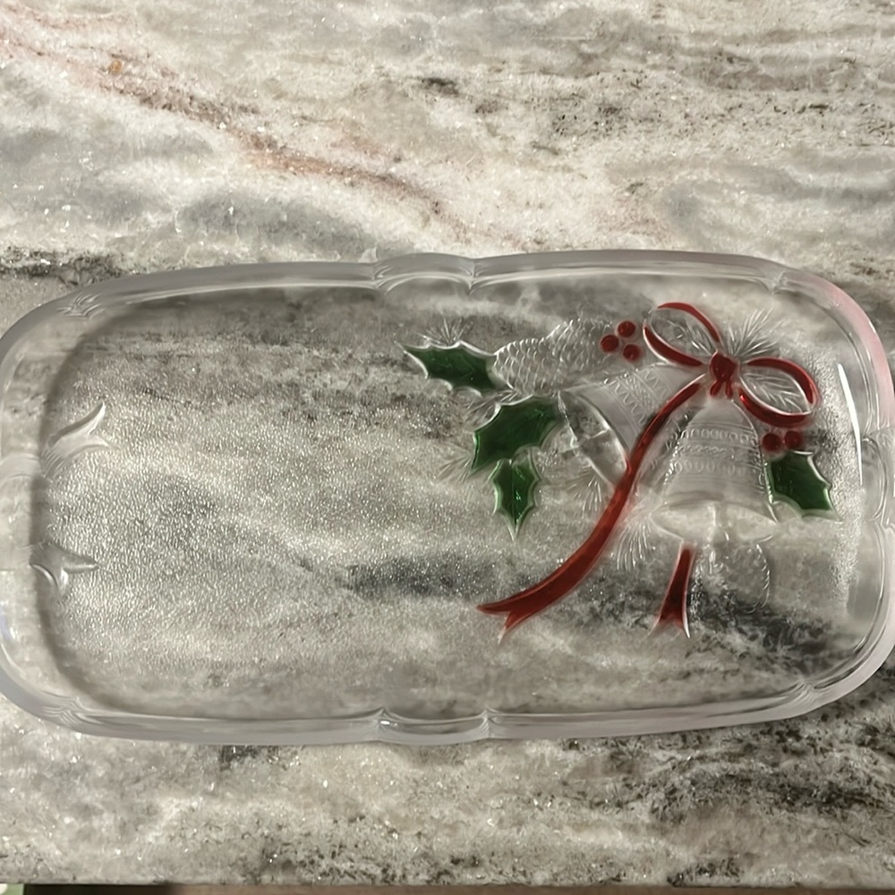Vintage Mikasa Crystal Platter Christmas